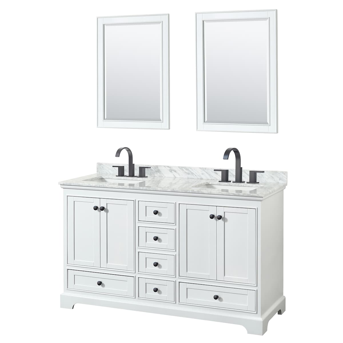 Deborah 60" Free Standing Double Vanity Set with Wood Cabinet, Marble Vanity Top, and Framed Mirror - image 10