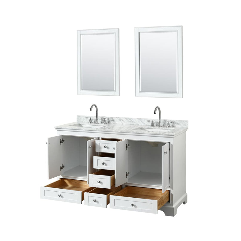 Deborah 60" Free Standing Double Vanity Set with Wood Cabinet, Marble Vanity Top, and Framed Mirror - image 14