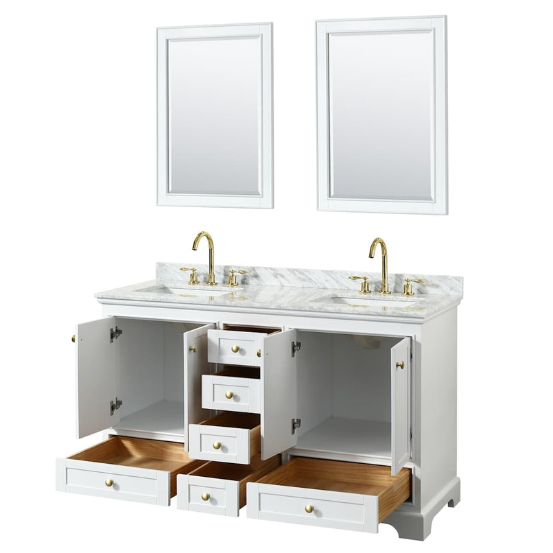 Deborah 60" Free Standing Double Vanity Set with Wood Cabinet, Marble Vanity Top, and Framed Mirror - image 15