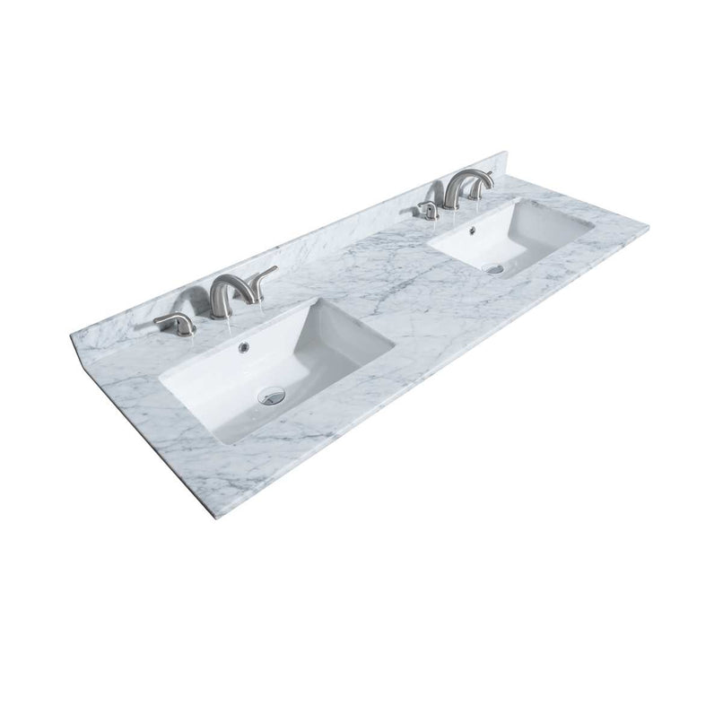 Deborah 60" Free Standing Double Vanity Set with Wood Cabinet, Marble Vanity Top, and Framed Mirror - image 4