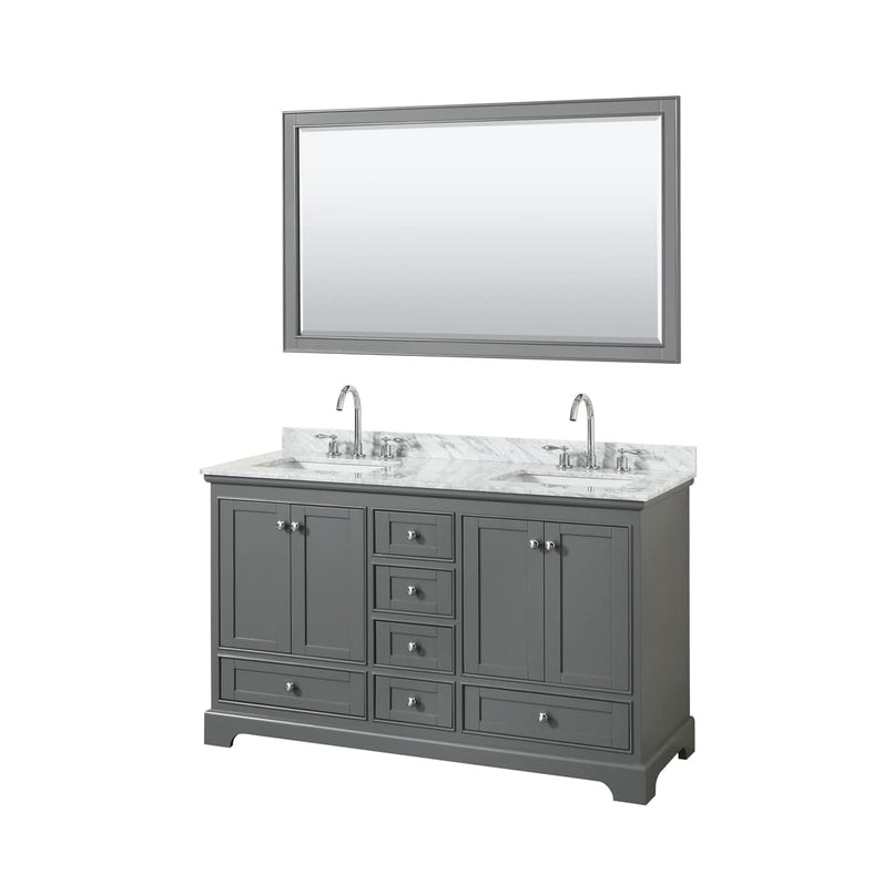 Deborah 60" Free Standing Double Vanity Set with Wood Cabinet, Marble Vanity Top, and Framed Mirror - image 11