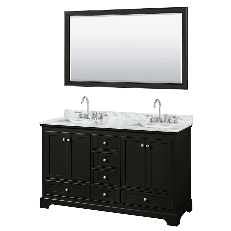 Deborah 60" Free Standing Double Vanity Set with Wood Cabinet, Marble Vanity Top, and Framed Mirror - image 13