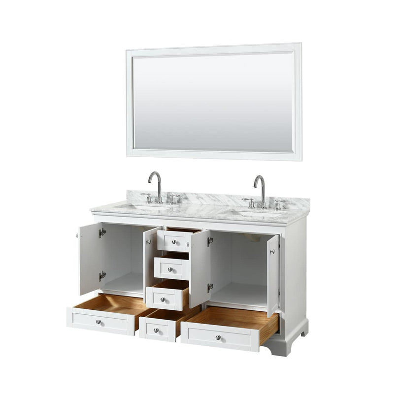 Deborah 60" Free Standing Double Vanity Set with Wood Cabinet, Marble Vanity Top, and Framed Mirror - image 16