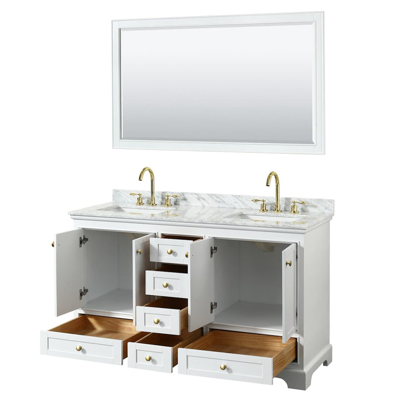 Deborah 60" Free Standing Double Vanity Set with Wood Cabinet, Marble Vanity Top, and Framed Mirror - image 17