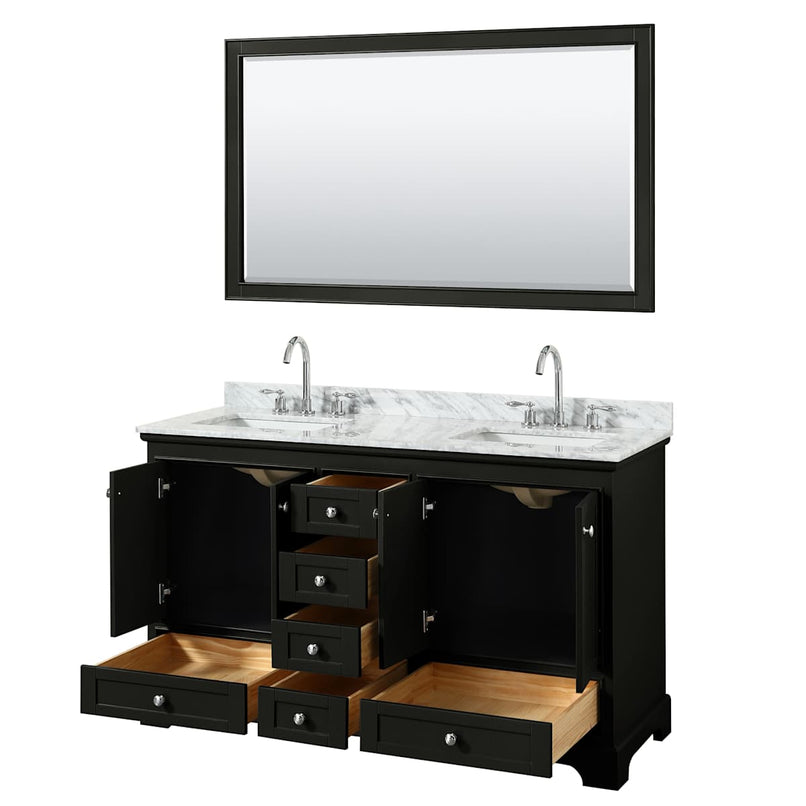 Deborah 60" Free Standing Double Vanity Set with Wood Cabinet, Marble Vanity Top, and Framed Mirror - image 20