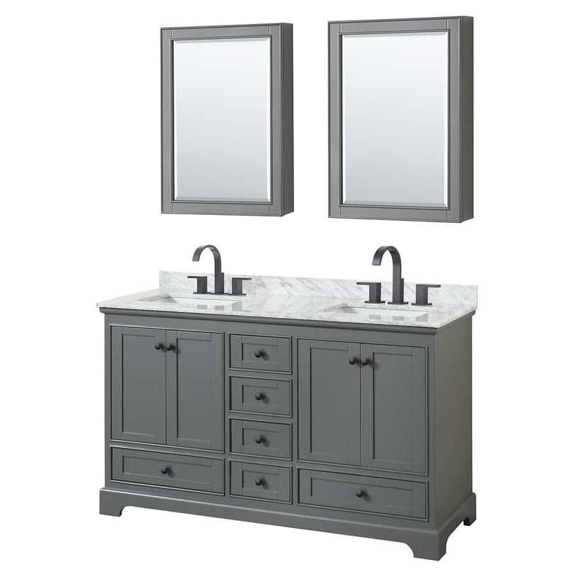 Deborah 60" Free Standing Double Vanity Set with Wood Cabinet, Marble Vanity Top, and Medicine Cabinet - image 2
