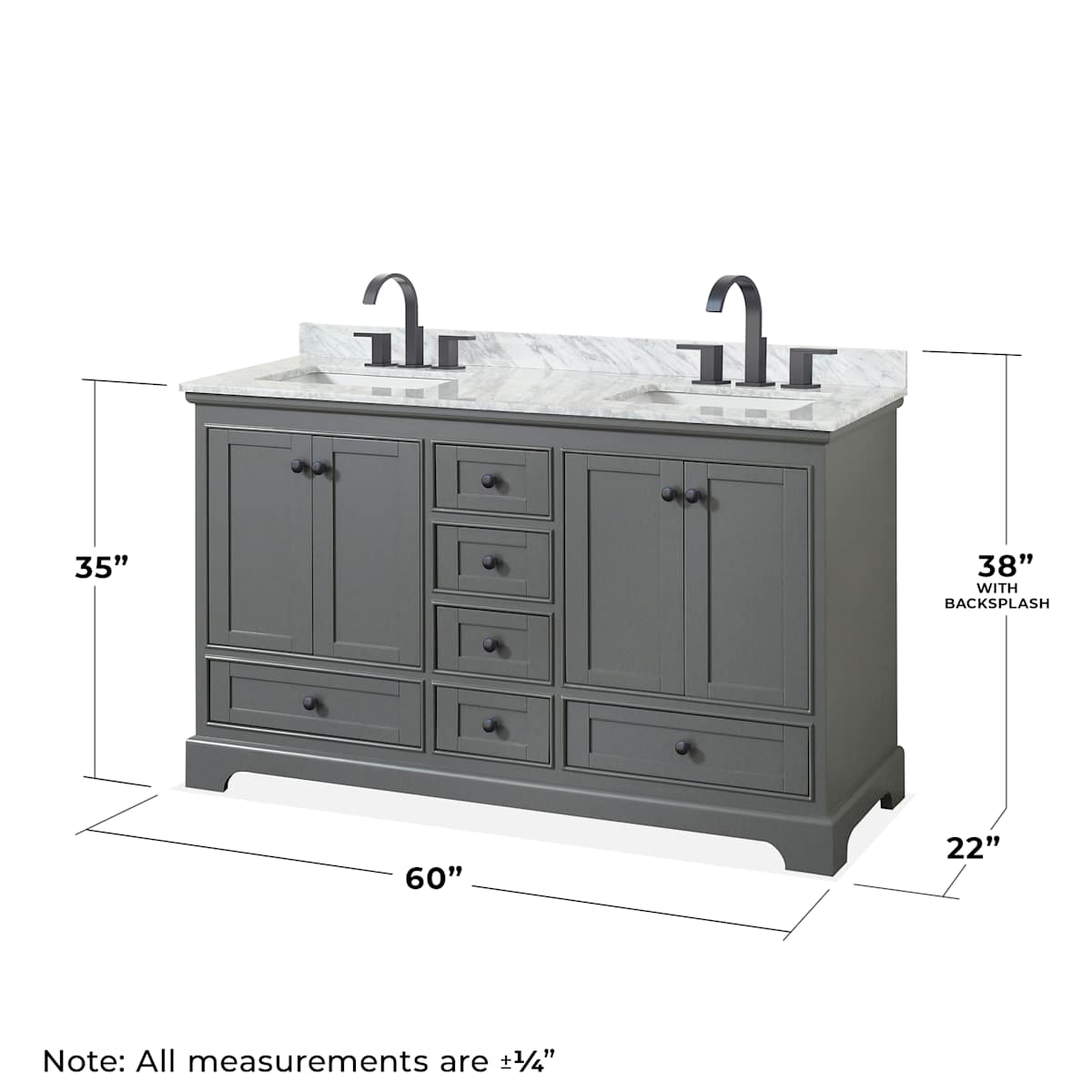 Deborah 60" Free Standing Double Vanity Set with Wood Cabinet, Marble Vanity Top, and Medicine Cabinet