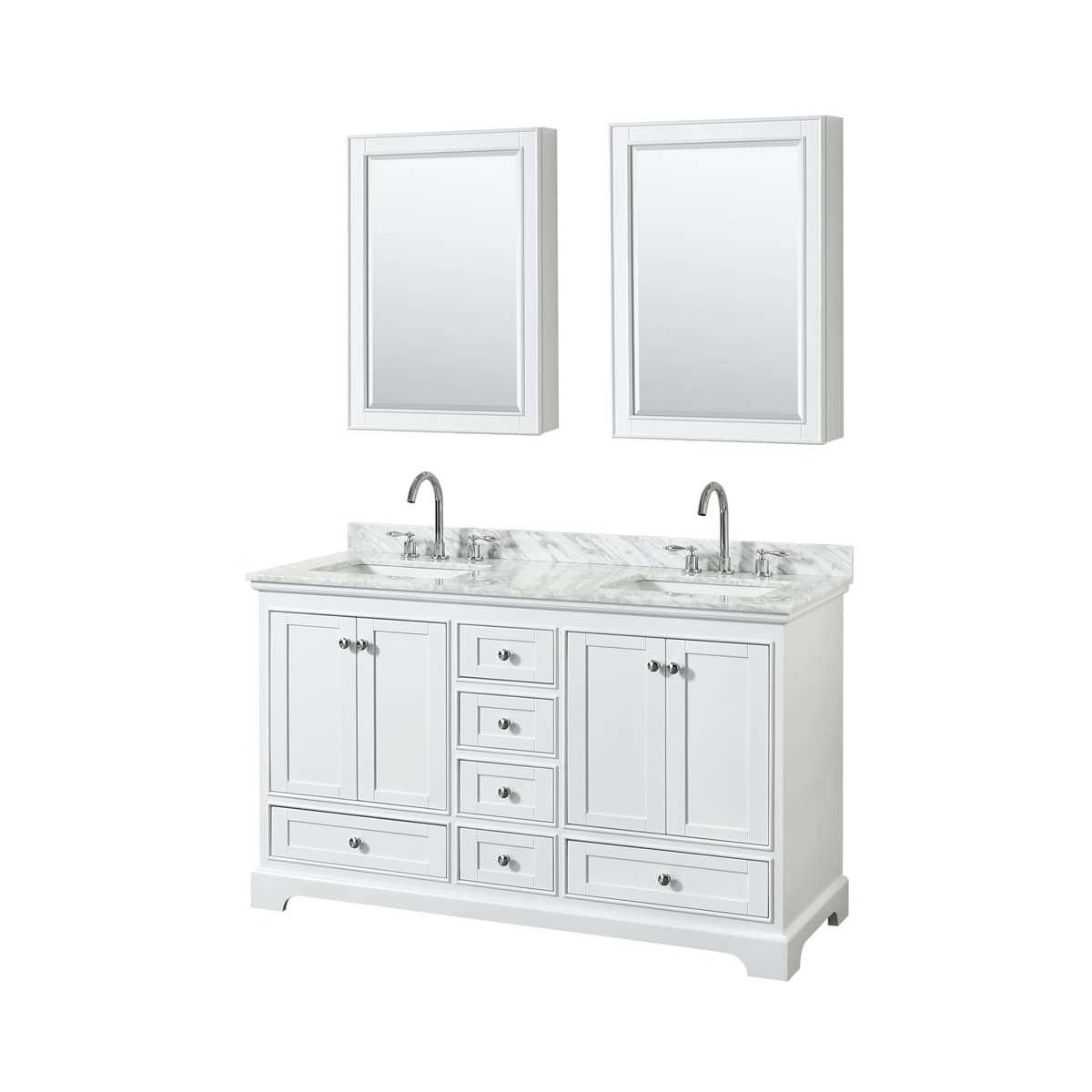 Deborah 60" Free Standing Double Vanity Set with Wood Cabinet, Marble Vanity Top, and Medicine Cabinet - image 9