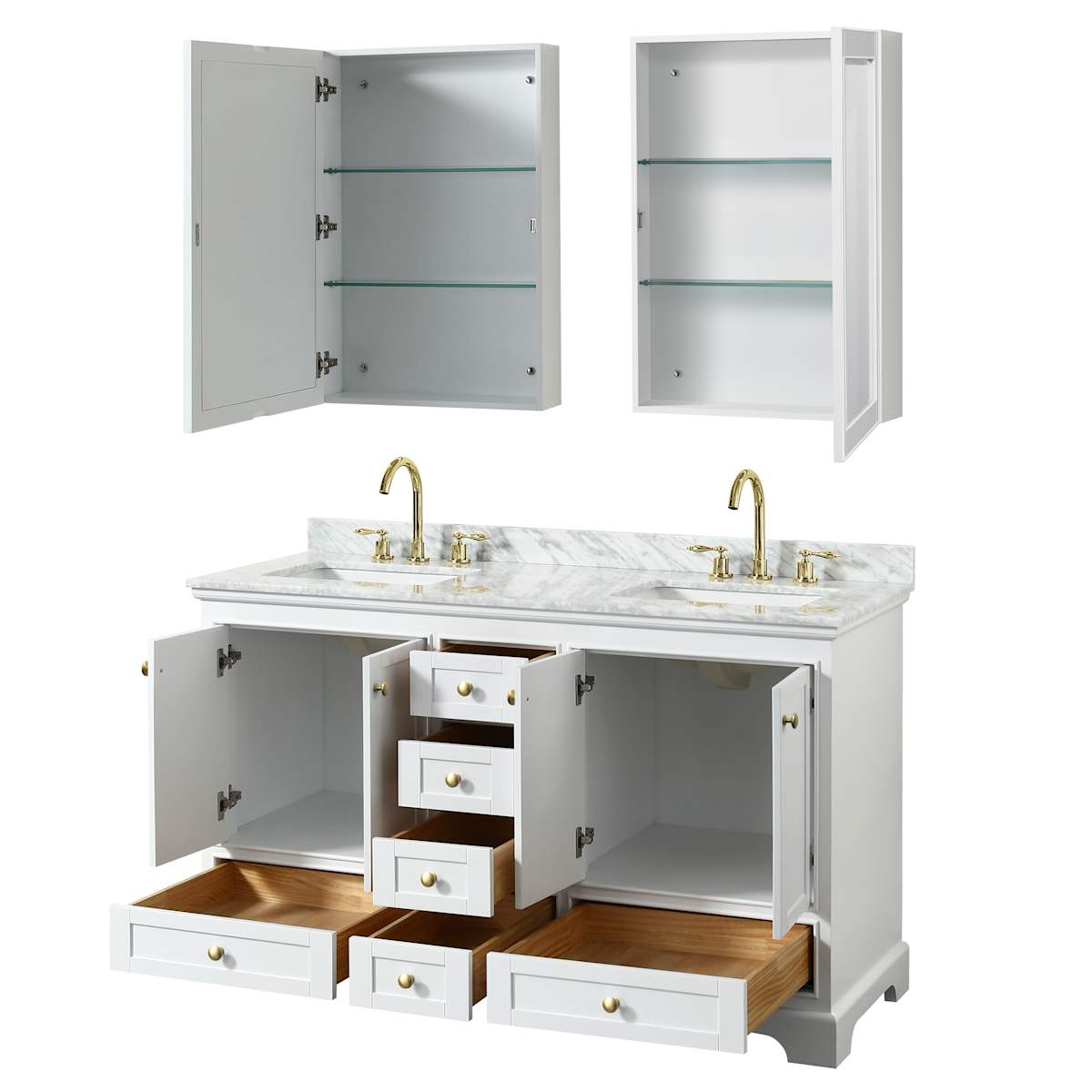 Deborah 60" Free Standing Double Vanity Set with Wood Cabinet, Marble Vanity Top, and Medicine Cabinet - image 18