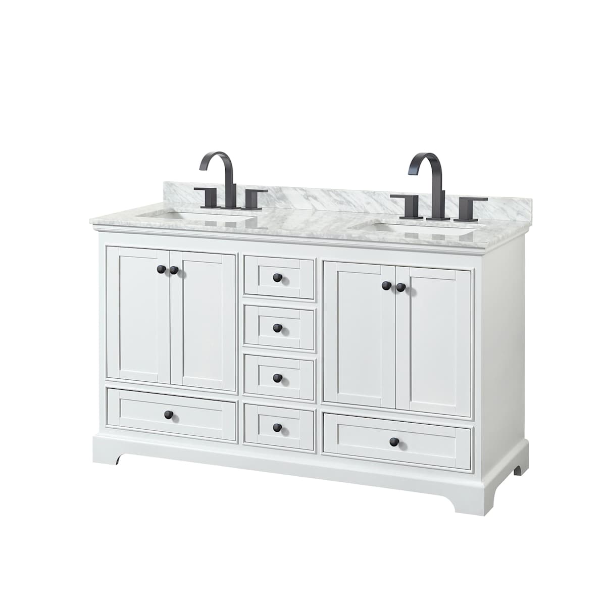 Deborah 60" Free Standing Double Vanity Set with Wood Cabinet and Marble Vanity Top