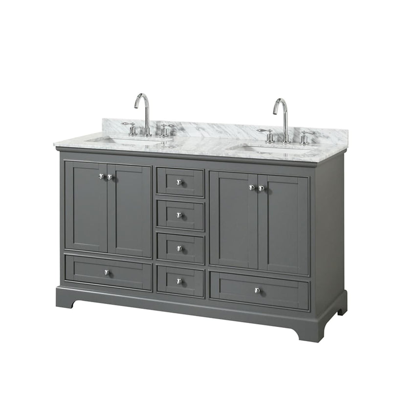 Deborah 60" Free Standing Double Vanity Set with Wood Cabinet and Marble Vanity Top - image 10