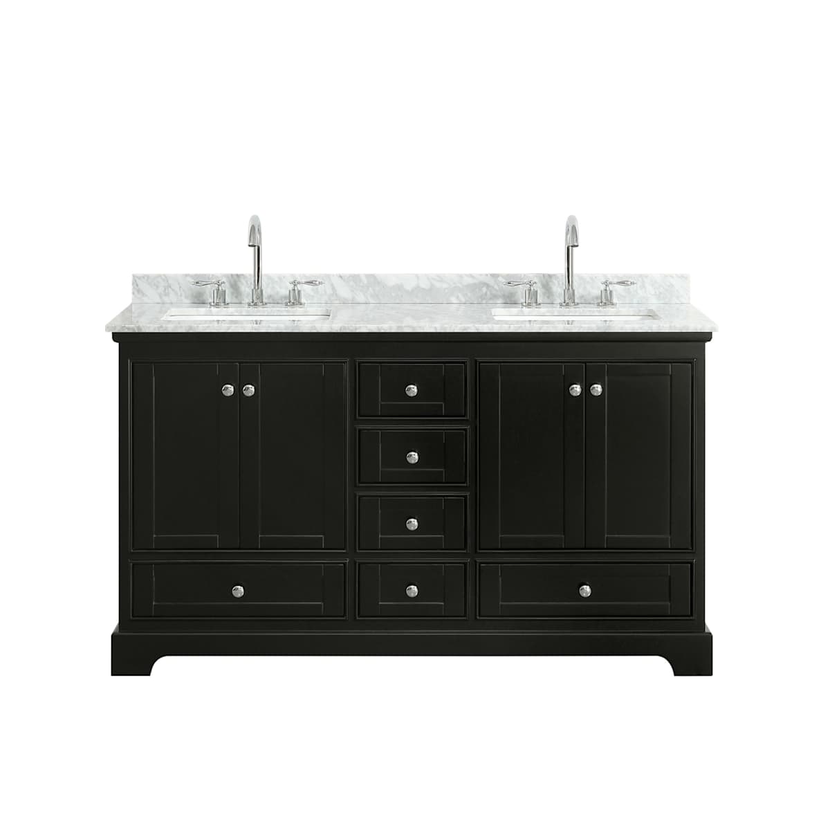Deborah 60" Free Standing Double Vanity Set with Wood Cabinet and Marble Vanity Top