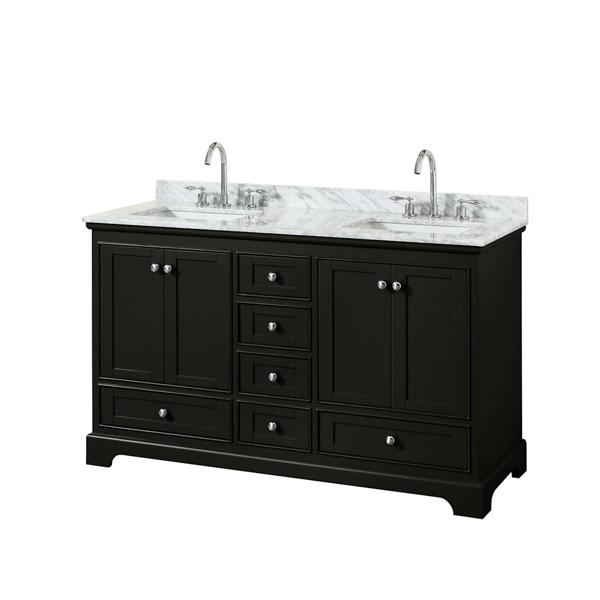 Deborah 60" Free Standing Double Vanity Set with Wood Cabinet and Marble Vanity Top