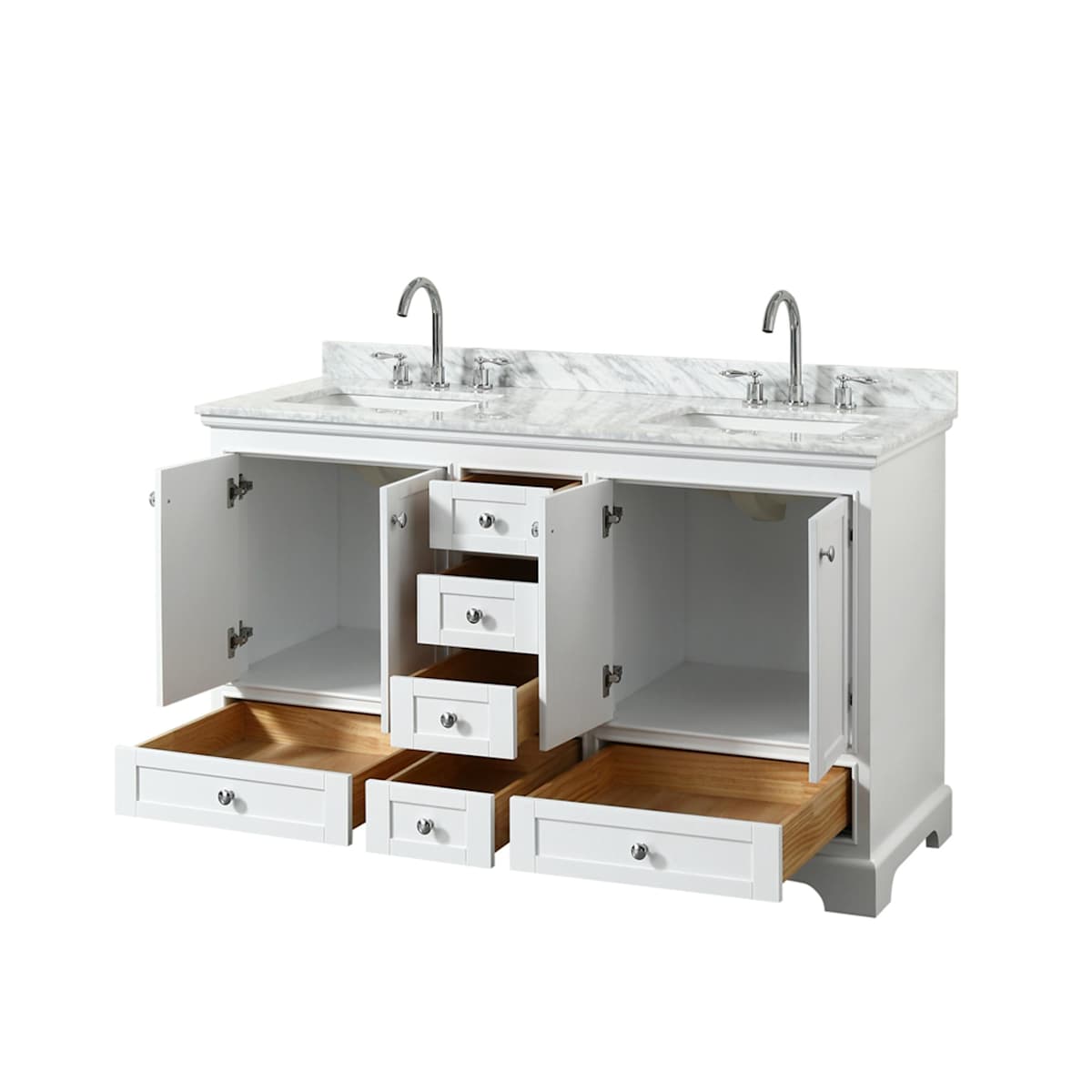 Deborah 60" Free Standing Double Vanity Set with Wood Cabinet and Marble Vanity Top - image 13