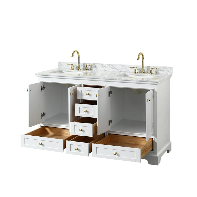 Deborah 60" Free Standing Double Vanity Set with Wood Cabinet and Marble Vanity Top - image 14