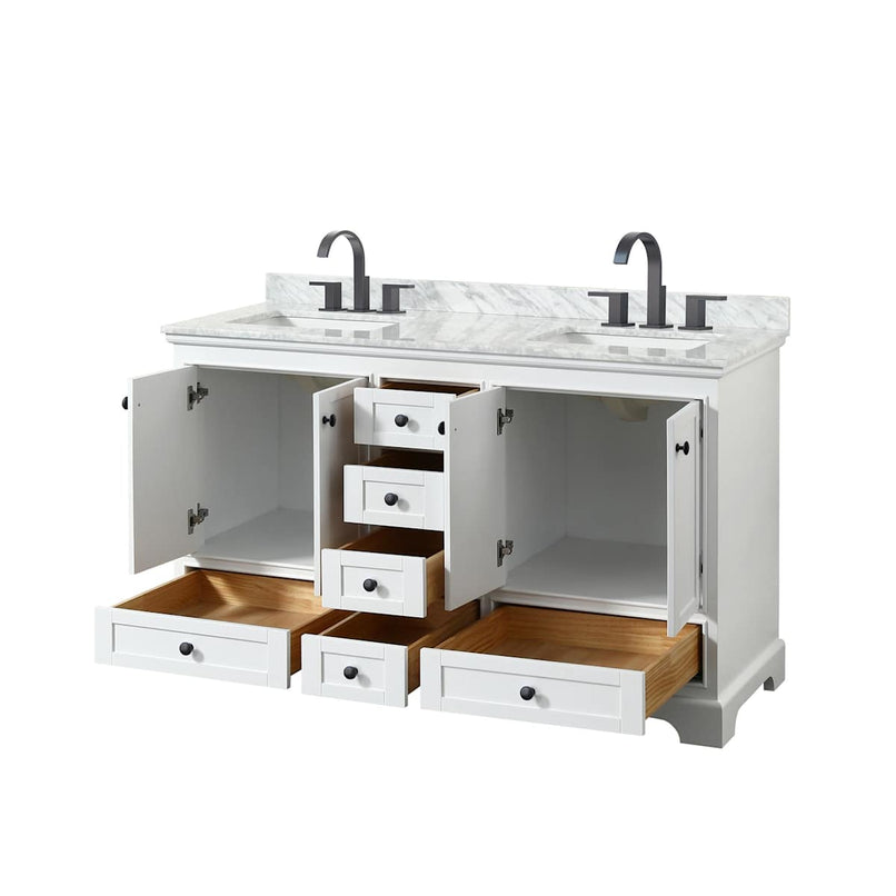 Deborah 60" Free Standing Double Vanity Set with Wood Cabinet and Marble Vanity Top - image 15