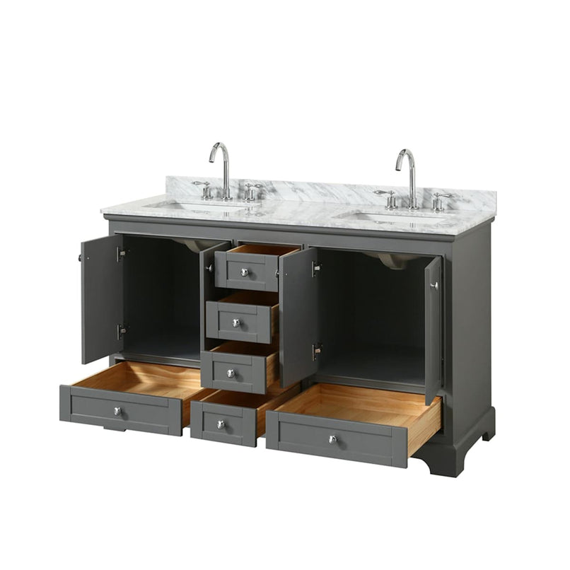 Deborah 60" Free Standing Double Vanity Set with Wood Cabinet and Marble Vanity Top - image 16