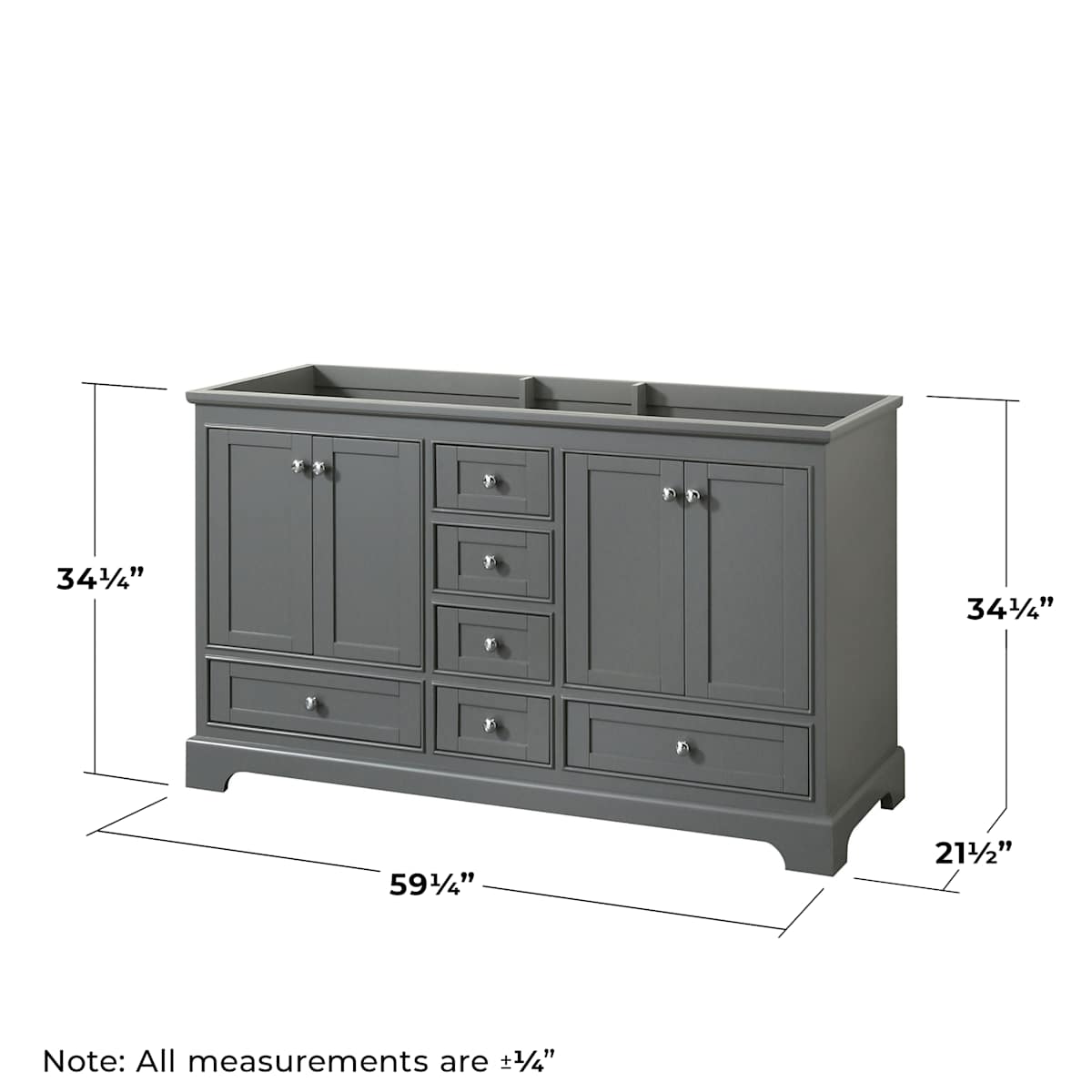 Deborah 59-1/4" Double Free Standing Wood Vanity Cabinet Only - Less Vanity Top