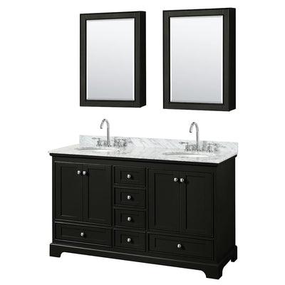 Deborah 60" Free Standing Double Vanity Set with Wood Cabinet, Marble Vanity Top, and Medicine Cabinet - image 1