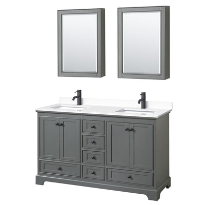 Deborah 60" Free Standing Double Basin Vanity Set with Cultured Marble Vanity Top and Framed Mirror - image 1