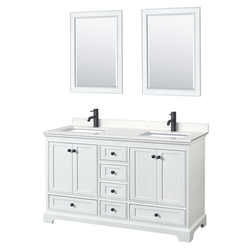 Deborah 60" Free Standing Double Basin Vanity Set with Cultured Marble Vanity Top and Framed Mirror - image 1