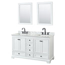 Deborah 60" Free Standing Double Vanity Set with Wood Cabinet, Marble Vanity Top, and Framed Mirror - image 1