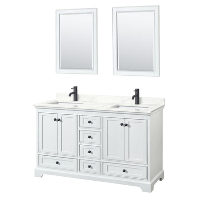 Deborah 60" Free Standing Double Basin Vanity Set with Cabinet, Quartz Vanity Top, and Framed Mirror - image 1