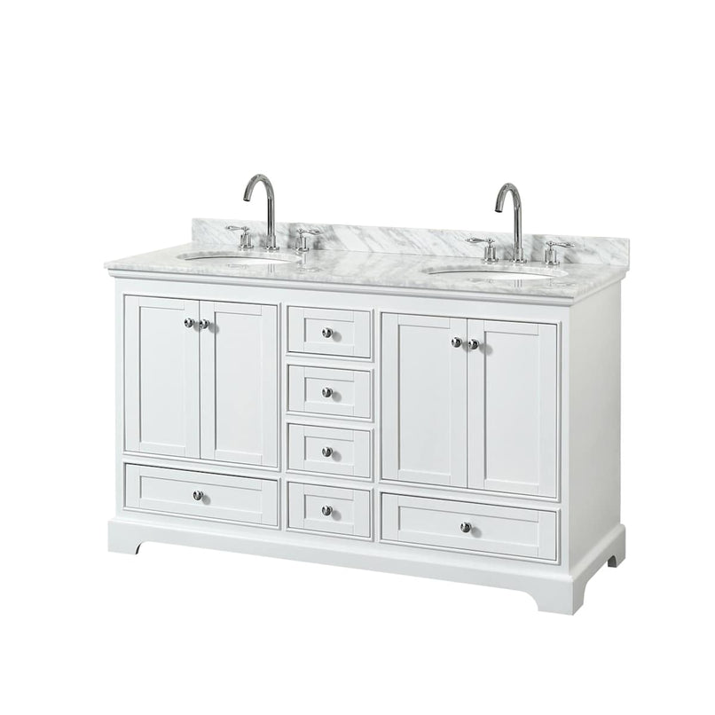 Deborah 60" Free Standing Double Vanity Set with Wood Cabinet and Marble Vanity Top - image 1