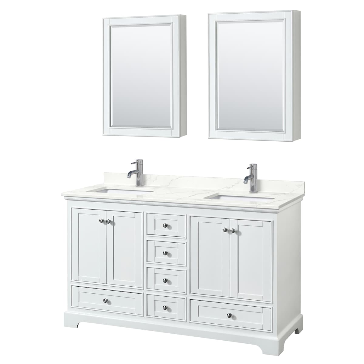 Deborah 60" Free Standing Double Basin Vanity Set with Cabinet, Quartz Vanity Top, and Medicine Cabinet - image 1
