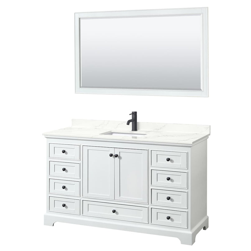 Deborah 60" Free Standing Single Basin Vanity Set with Cabinet, Quartz Vanity Top, and Framed Mirror - image 14