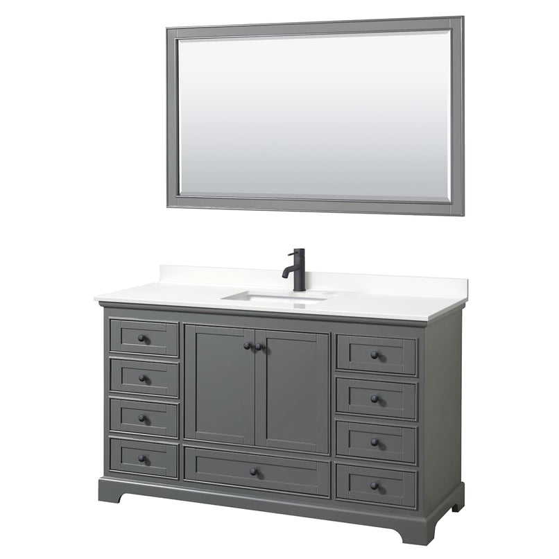 Deborah 60" Free Standing Single Basin Vanity Set with Cabinet, Quartz Vanity Top, and Framed Mirror - image 17