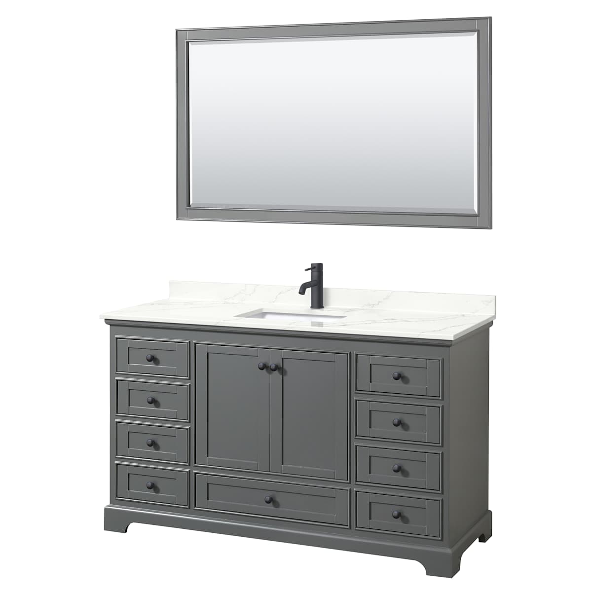 Deborah 60" Free Standing Single Basin Vanity Set with Cabinet, Quartz Vanity Top, and Framed Mirror - image 18