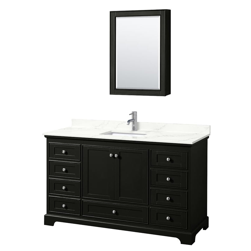 Deborah 60" Free Standing Single Basin Vanity Set with Cabinet, Quartz Vanity Top, and Medicine Cabinet - image 2
