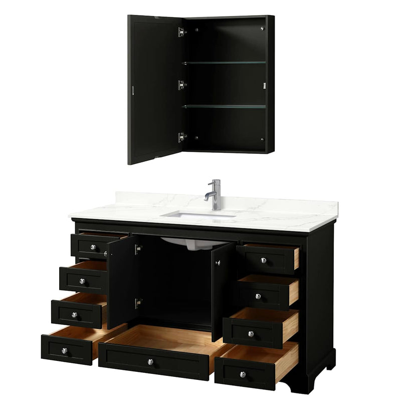 Deborah 60" Free Standing Single Basin Vanity Set with Cabinet, Quartz Vanity Top, and Medicine Cabinet - image 3