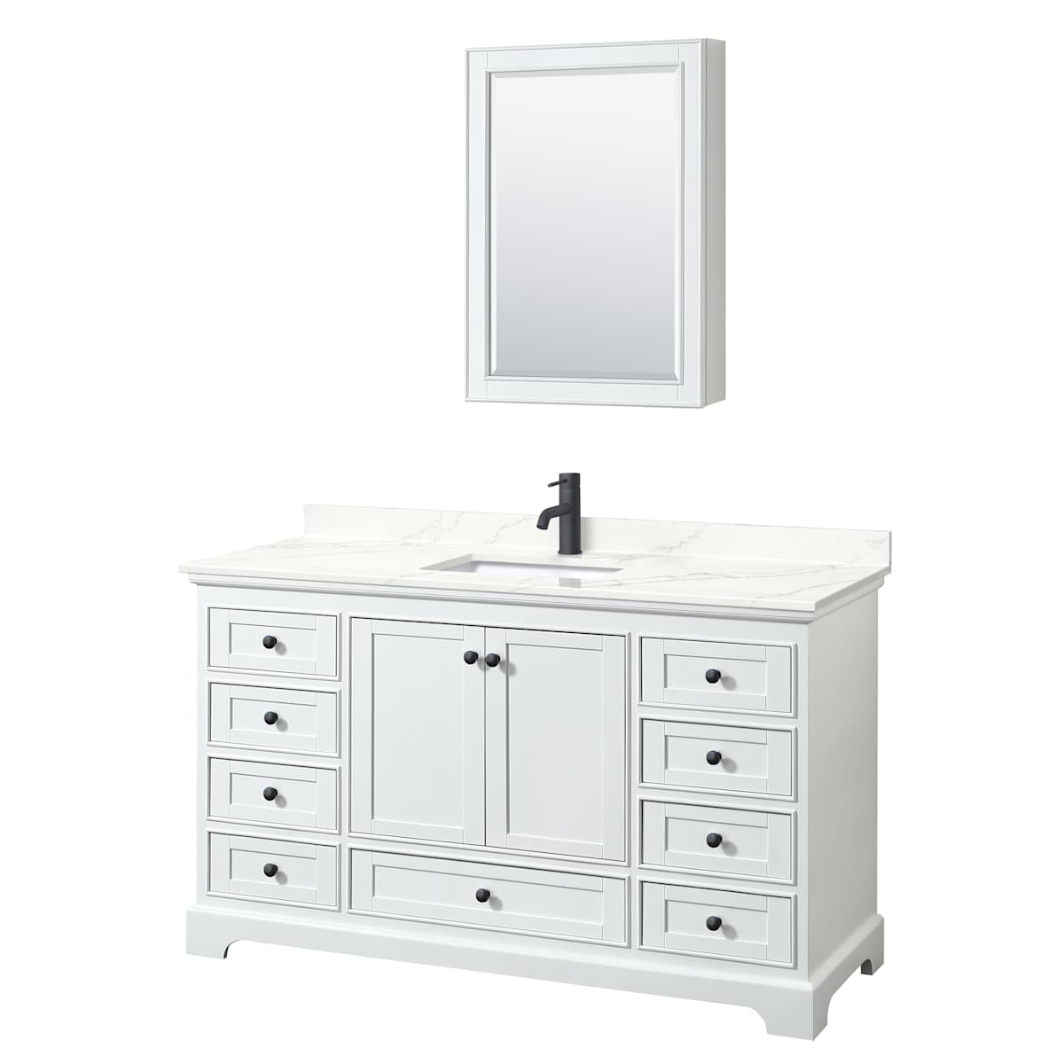 Deborah 60" Free Standing Single Basin Vanity Set with Cabinet, Quartz Vanity Top, and Medicine Cabinet - image 14