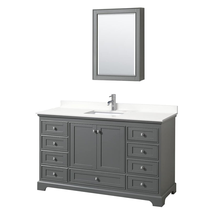 Deborah 60" Free Standing Single Basin Vanity Set with Cabinet, Quartz Vanity Top, and Medicine Cabinet - image 15
