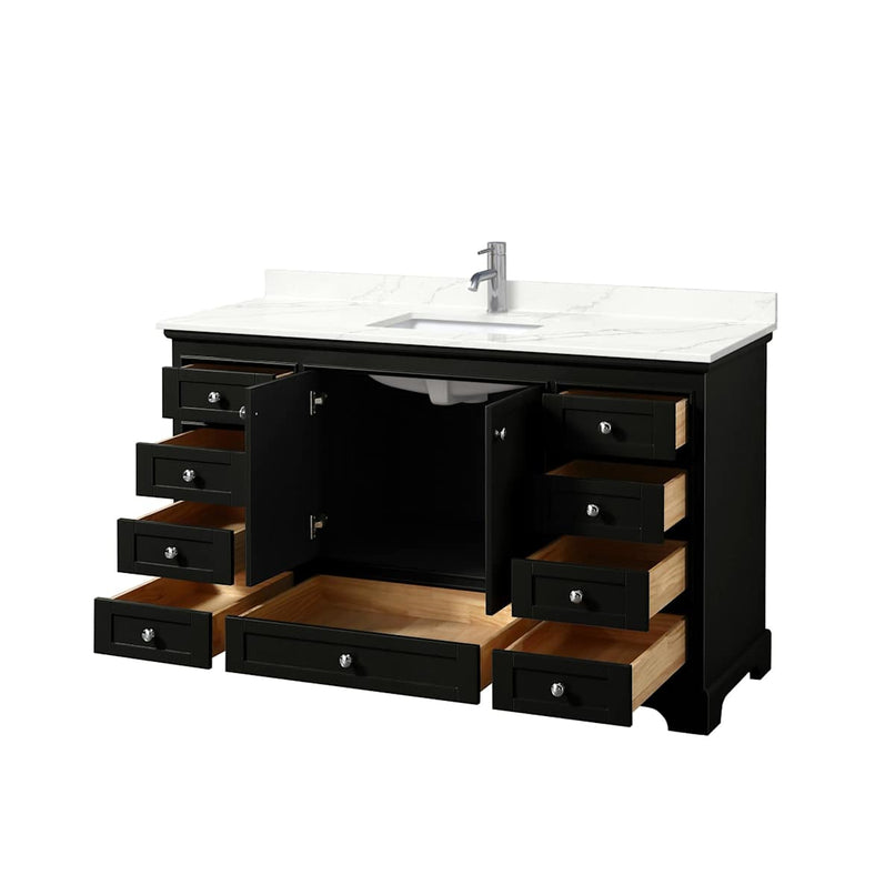 Deborah 60" Free Standing Single Basin Vanity Set with Cabinet and Quartz Vanity Top - image 3