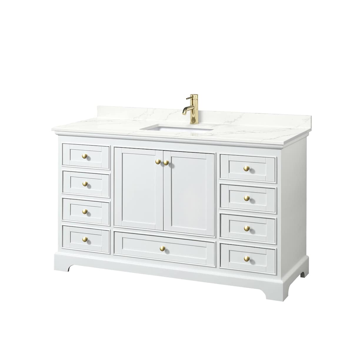 Deborah 60" Free Standing Single Basin Vanity Set with Cabinet and Quartz Vanity Top