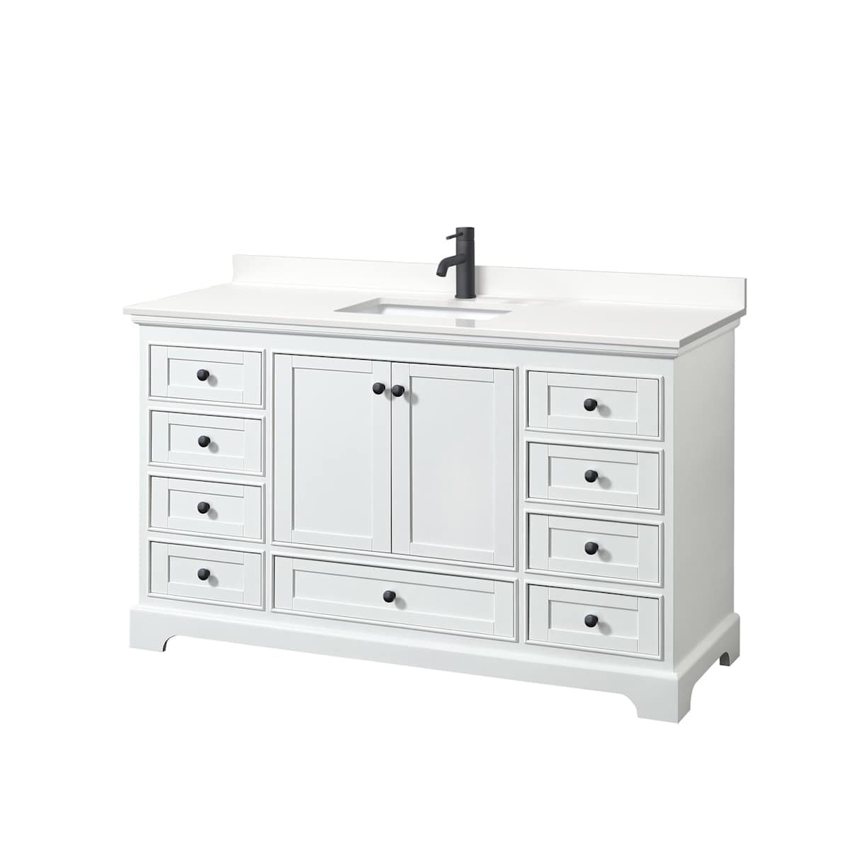 Deborah 60" Free Standing Single Basin Vanity Set with Cabinet and Quartz Vanity Top