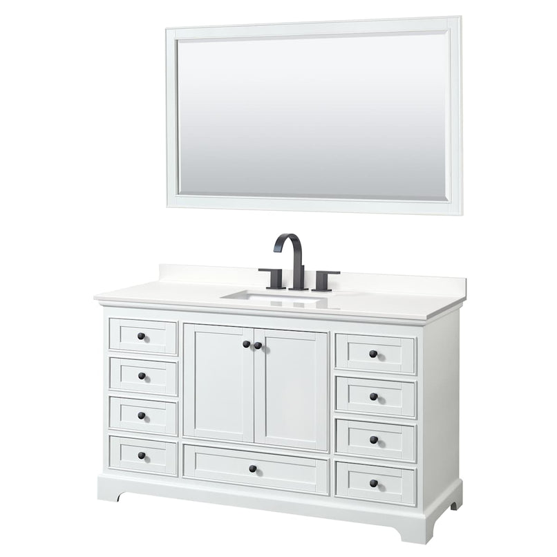 Deborah 60" Free Standing Single Basin Vanity Set with Cabinet, Quartz Vanity Top, and Framed Mirror - image 13