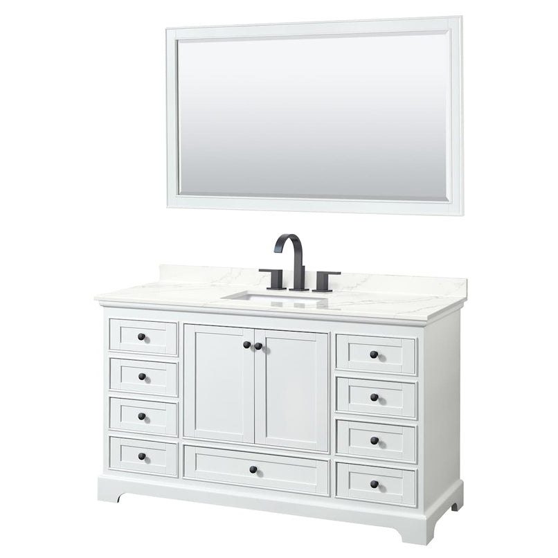 Deborah 60" Free Standing Single Basin Vanity Set with Cabinet, Quartz Vanity Top, and Framed Mirror - image 14