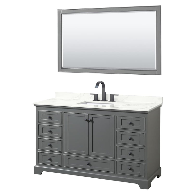 Deborah 60" Free Standing Single Basin Vanity Set with Cabinet, Quartz Vanity Top, and Framed Mirror - image 18