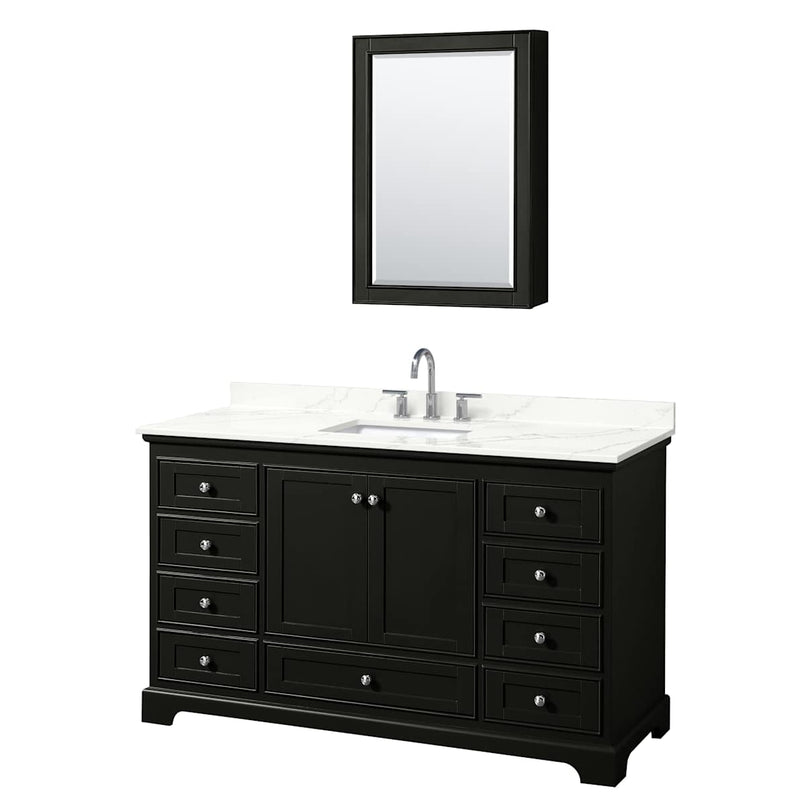 Deborah 60" Free Standing Single Basin Vanity Set with Cabinet, Quartz Vanity Top, and Medicine Cabinet - image 2