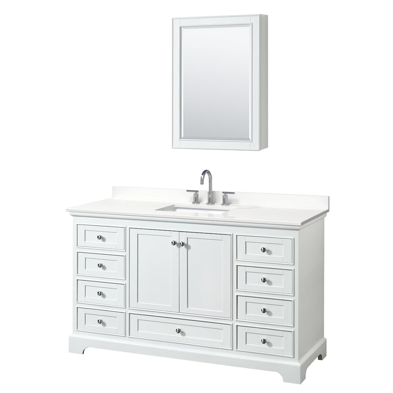 Deborah 60" Free Standing Single Basin Vanity Set with Cabinet, Quartz Vanity Top, and Medicine Cabinet - image 9