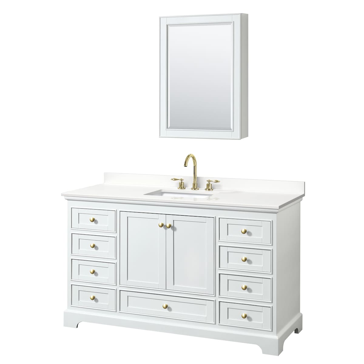 Deborah 60" Free Standing Single Basin Vanity Set with Cabinet, Quartz Vanity Top, and Medicine Cabinet - image 11