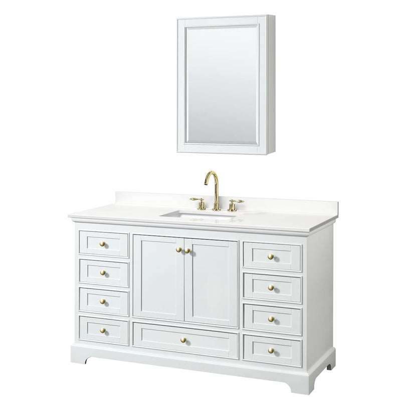 Deborah 60" Free Standing Single Basin Vanity Set with Cabinet, Quartz Vanity Top, and Medicine Cabinet - image 11