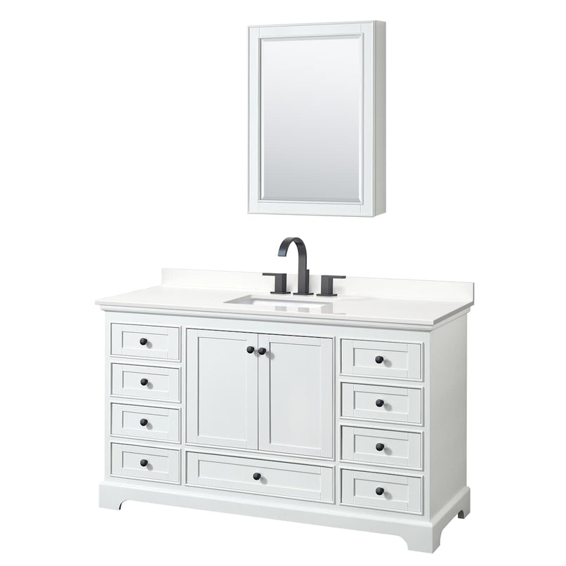 Deborah 60" Free Standing Single Basin Vanity Set with Cabinet, Quartz Vanity Top, and Medicine Cabinet - image 13