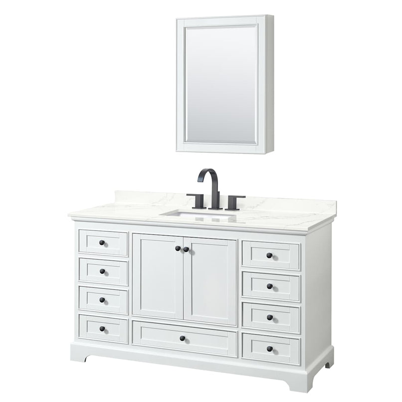Deborah 60" Free Standing Single Basin Vanity Set with Cabinet, Quartz Vanity Top, and Medicine Cabinet - image 14