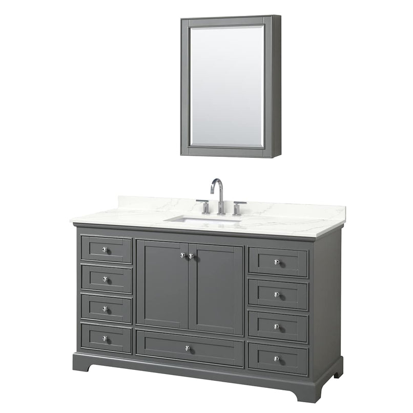 Deborah 60" Free Standing Single Basin Vanity Set with Cabinet, Quartz Vanity Top, and Medicine Cabinet - image 16