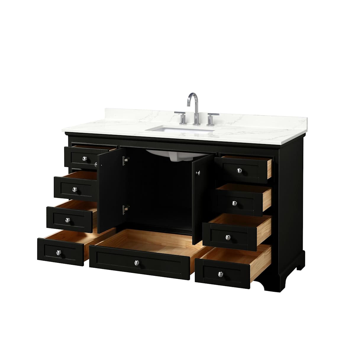 Deborah 60" Free Standing Single Basin Vanity Set with Cabinet and Quartz Vanity Top